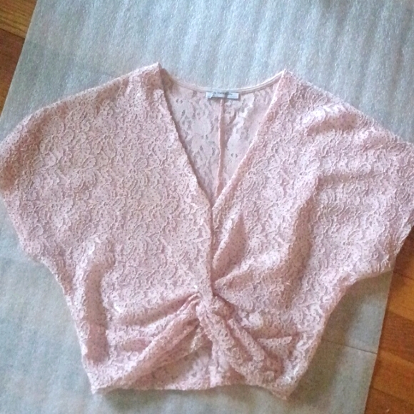 Zara Tops - ZARA Pink Floral Lace Crop Top, S